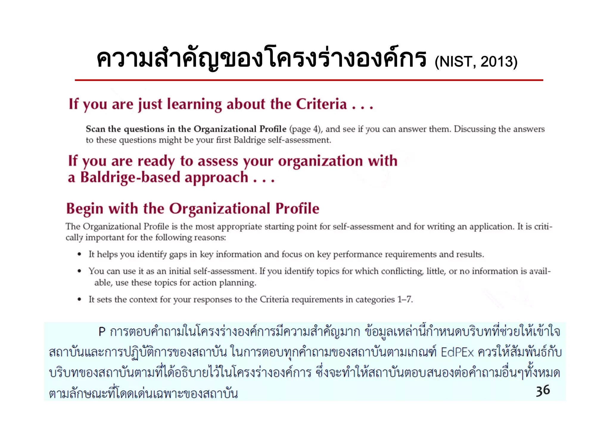ความสําคัญของโครงรางองคกร (NIST, 2013)
36
 