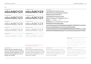 EDP MANUAL DA MARCA                                                                                                                                        2. ELEMENTOS BÁSICOS   |   24




2.9.1.

EDP PREON MEDIUM                       EDP PREON MEDIUM ITALIC                                     CHARACTER SET




abcABC123 abcABC123                                                                                abcdefghijklmnopqrstuvwxyz
                                                                                                   ABCDEFGHIJKLMNOPQRSTUVWXYZ
                                                                                                   &#€$¢£ƒ¥0123456789¹²³
EDP PREON REGULAR                      EDP PREON REGULAR ITALIC
                                                                                                   abcdefghijklmnopqrstuvwxyz
abcABC123 abcABC123                                                                                §¶†‡*½¼¾%‰/⁄ªªº№®©℗™¿?¡!.,:;•
                                                                                                   @{}[]()—–-·‹«»›¦|_…„‚‘’“‘“”
EDP PREON LIGHT                        EDP PREON LIGHT ITALIC
                                                                                                   ∆Ω∂∫∑∏πμ¤−+×÷=≠±√^<>≤≥~≈◊¬∞ℓ°

abcABC123 abcABC123                                                                                ffﬁffiﬂffl���������
                                                                                                   àáâãäåāăąææçćĉċčďđèéêëẽēĕėęěĝğġģĥħìíîïıĩīĭįĵķłĺļľñńņňòóôõöō

EDP PREON THIN                         EDP PREON THIN ITALIC
                                                                                                   ŏőøœœŕŗřšśŝşšșßţťŧùúûüũūŭůűųŵẁẃẅýỳÿ�žðþ


abcABC123 abcABC123
                                                                                                   ÀÁÂÃÄÅĀĂĄÆÆÇĆĈĊČĎĐÈÉÊËẼĒĔĖĘĚĜĞĠĢĤĦÌÍÎÏĪĬĮİĴĶŁĹĻĽĿÑŃ
                                                                                                   ŅŇÒÓÔÕÖŌŎŐØŒŔŖŘŠŚŜŞȘŢŤŦÙÚÛÜŨŪŬŮŰŲŴẀẂẄÝỲŸ�ŽĐÞ

EDP PREON HAIR                         EDP PREON HAIR ITALIC




abcABC123 abcABC123
                                                                                                                                          EDP PREON HAIR

                                                                                                                                          Alitinci psuntius elendae licid ea
                                                                                                                                          cus sum repe que sincto od quatus,
                                                                                                                                          omnimpo rporerf erspellab il mi, aut
                                                                                                                                          est Ovid quid magnam sum inci di
                                       EDP Preon Regular, 9 
                                                           pt. com 14pt. de entrelinha é o corpo
                                       de letra recomendado para texto regular.                                                           ullique non expelen

EDP PREON MEDIUM                       EDP PREON REGULAR                                           EDP PREON LIGHT                        EDP PREON THIN

Alitinci psuntius elendae licid ea     Alitinci psuntius elendae licid ea                          Alitinci psuntius elendae licid ea     Alitinci psuntius elendae licid ea
cus sum repe que sincto od quatus,     cus sum repe que sincto od quatus,                          cus sum repe que sincto od quatus,     cus sum repe que sincto od quatus,
omnimpo rporerf erspellab il mi, aut   omnimpo rporerf erspellab il mi, aut                        omnimpo rporerf erspellab il mi, aut   omnimpo rporerf erspellab il mi, aut
est Ovid quid magnam sum inci di       est Ovid quid magnam sum inci di                            est Ovid quid magnam sum inci di       est Ovid quid magnam sum inci di
ullique non expelen                    ullique non expelen                                         ullique non expelen                    ullique non expelen
 