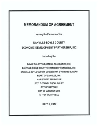 Danville/Boyle County Economic Development Partnership:  2012-2015 Memorandum of Agreement