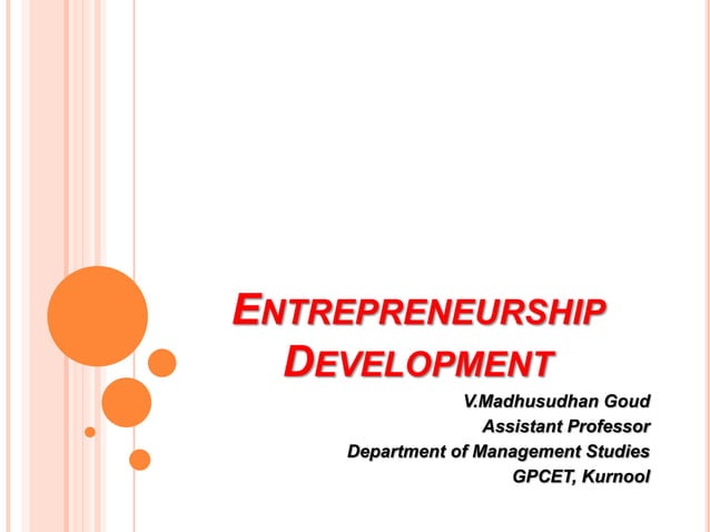 Entrepreneurship Development PPT Introduction | PPT