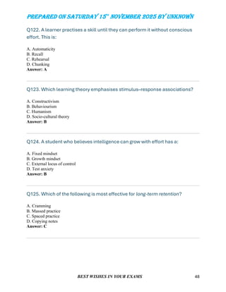 EDP TEST MULTIPLE CHOICE QUESTIONS for human learning cognition and ...