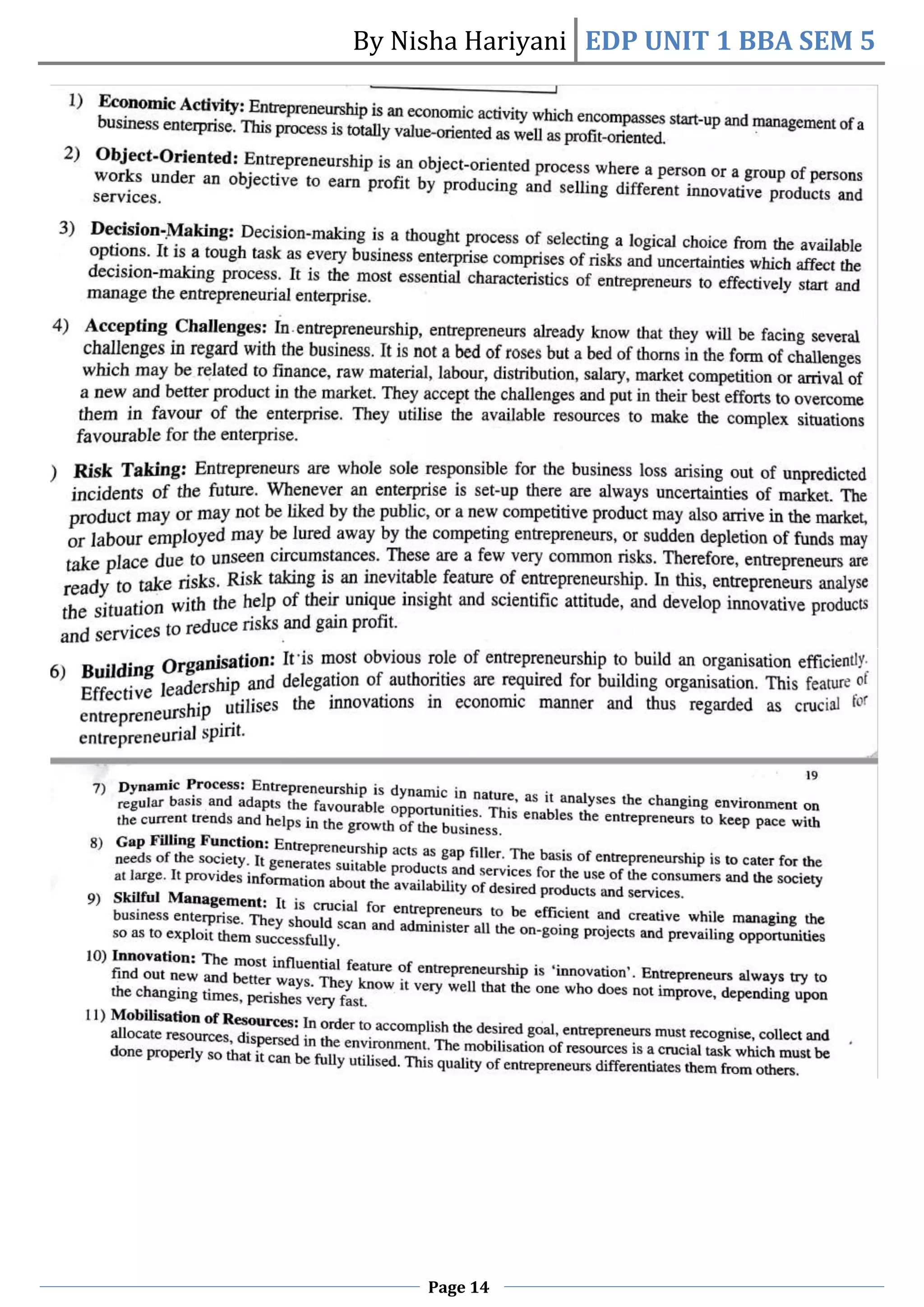 By Nisha Hariyani EDP UNIT 1 BBA SEM 5
Page 14
 