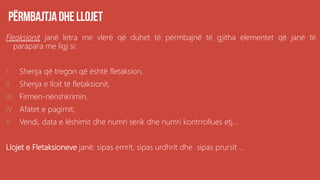 Fleaksionit janë letra me vlerë që duhet të përmbajnë të gjitha elementet që janë të
parapara me ligj si:
I. Shenja që tregon që është fletaksion,
II. Shenja e lloit të fletaksionit,
III. Firmen-nënshkrimin,
IV. Afatet e pagimit,
V. Vendi, data e lëshimit dhe numri serik dhe numri kontrrollues etj...
Llojet e Fletaksioneve janë: sipas emrit, sipas urdhrit dhe sipas prursit ...
 