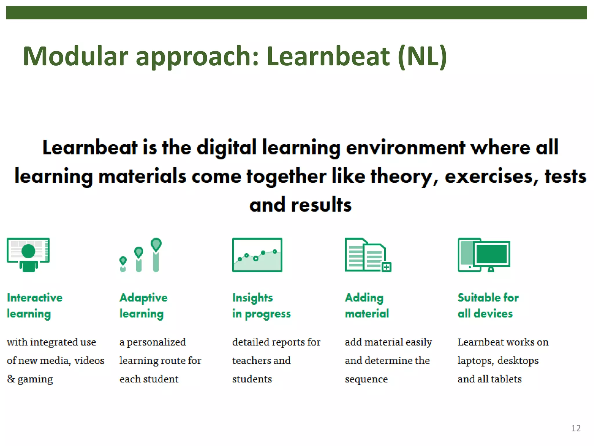 Modular approach: Learnbeat (NL)
12
 