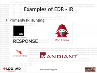 Examples of EDR - IR
• Primarily IR Hunting
MalwareArchaeology.com
 