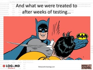 And what we were treated to
after weeks of testing…
MalwareArchaeology.com
 