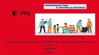 2022-1
EMPRENDIMIENTO PARA
EL DESARROLLO SOSTENIBLE
SESIÓN N° 03
Emprendimiento social, Responsabilidad social, Proyecto de emprendimiento
social
https://revistafusionempresarial.mx/emprendimiento-social-con-fin-de-lucro/
 