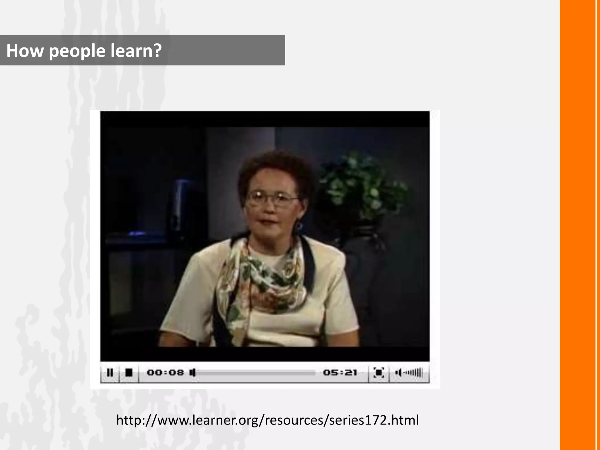 How people learn?




           http://www.learner.org/resources/series172.html
 
