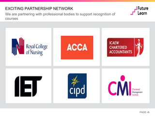 PAGE ‹#›
EXCITING PARTNERSHIP NETWORK
We are partnering with professional bodies to support recognition of
courses
 