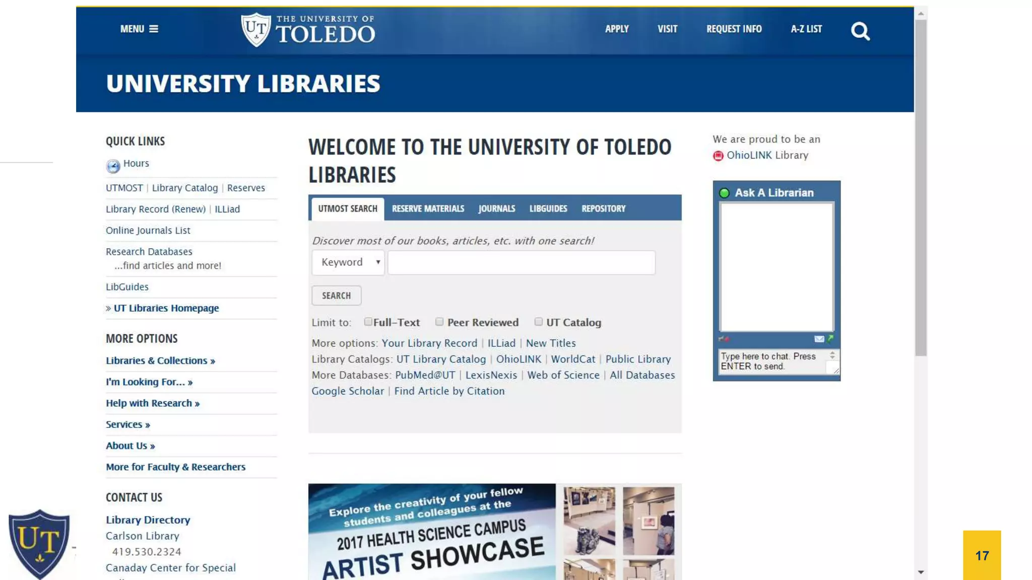 Let’s Talk about EDS
17The University of Toledo
• ://utnews.utoledo.edu/index.php/02_19_2016/new-library-search-fh-
feature-to-improve-research-efficiency
 