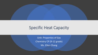 Unit: Properties of Gas
Chemistry CP (9-12 grade)
Ms. Ellen Chang
Specific Heat Capacity
 