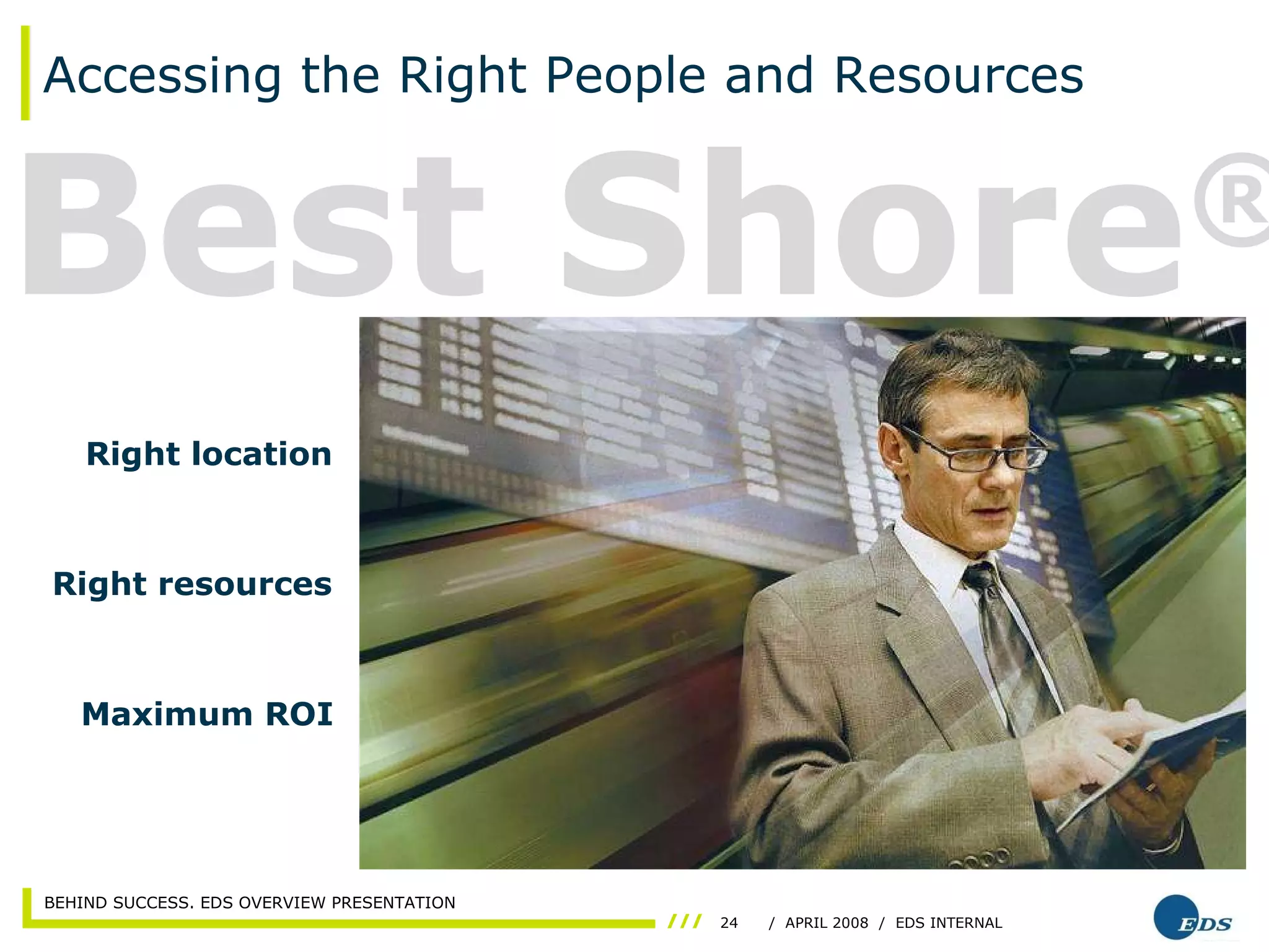 Accessing the Right People and Resources Best Shore ® Right resources Right location Maximum ROI 