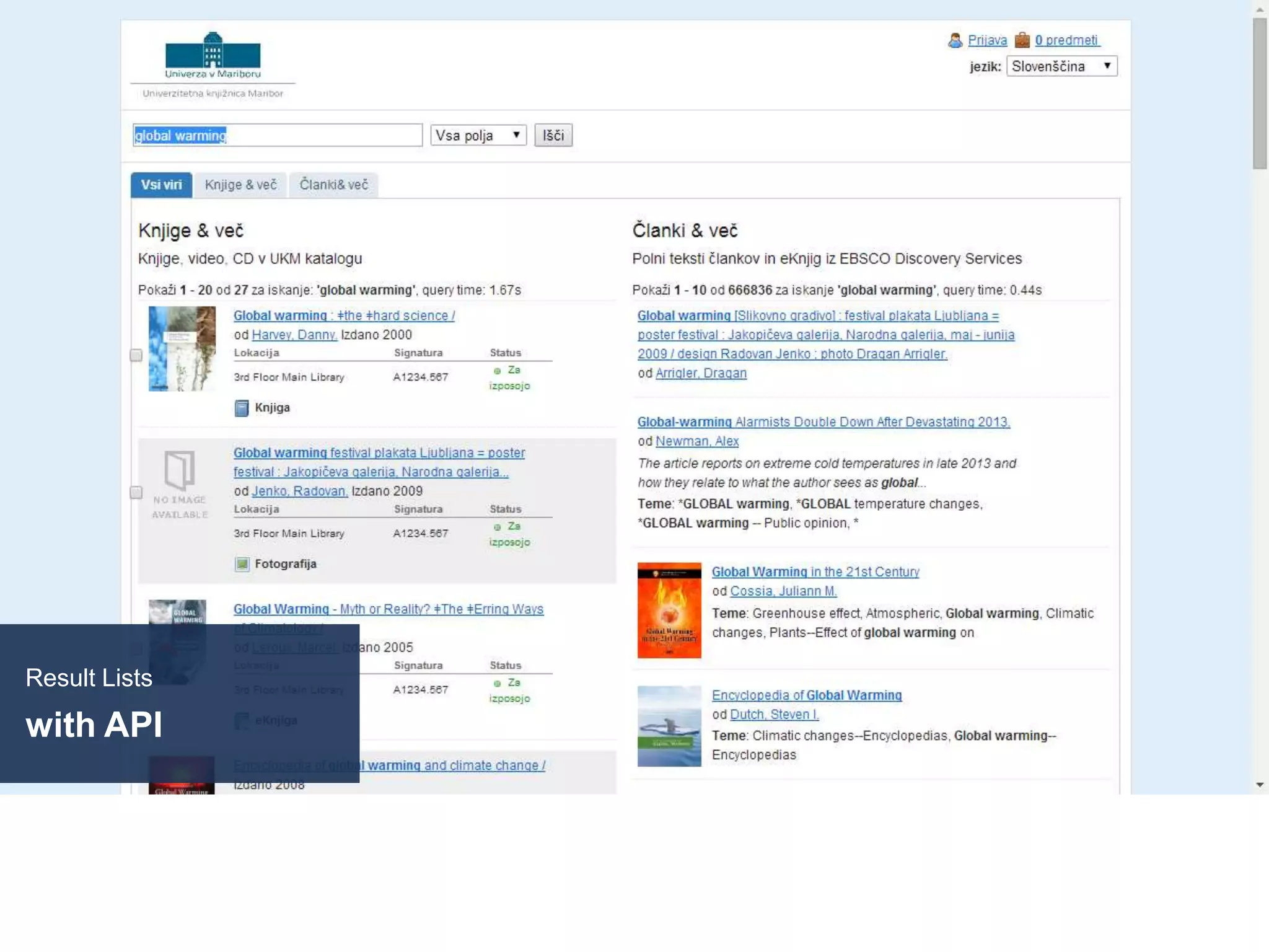 Result Lists
with API
 