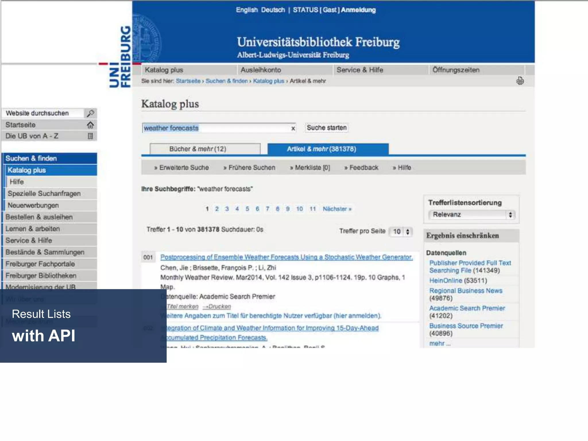 Result Lists
with API
 