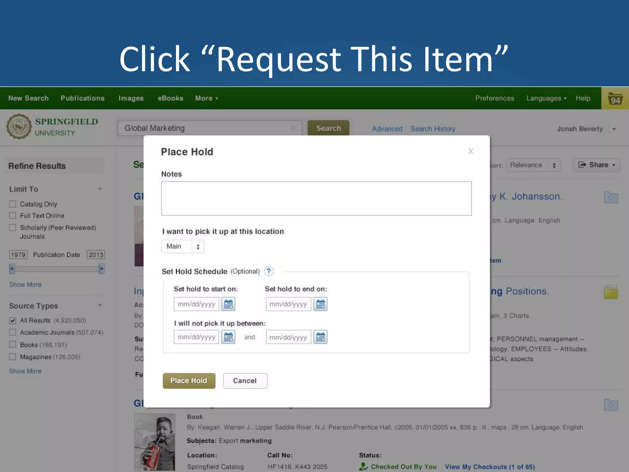 Click “Request This Item”
 