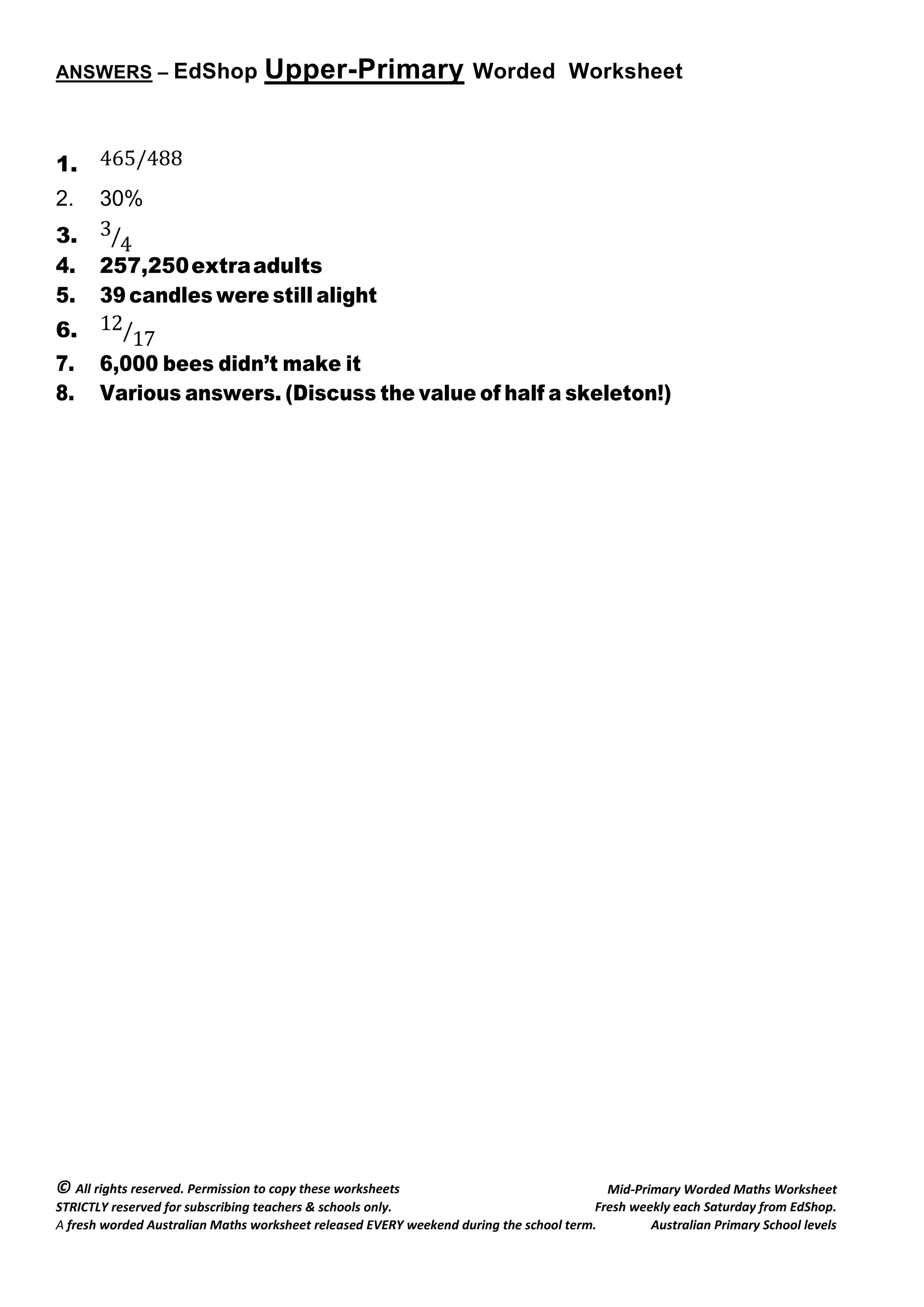 Upper Math Worksheet Ed Shop upper‐primary Maths worksheet | PDF