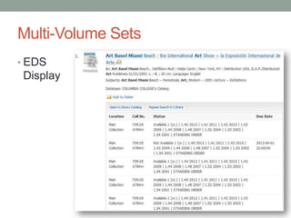 Multi-Volume Sets
• EDS
Display
 