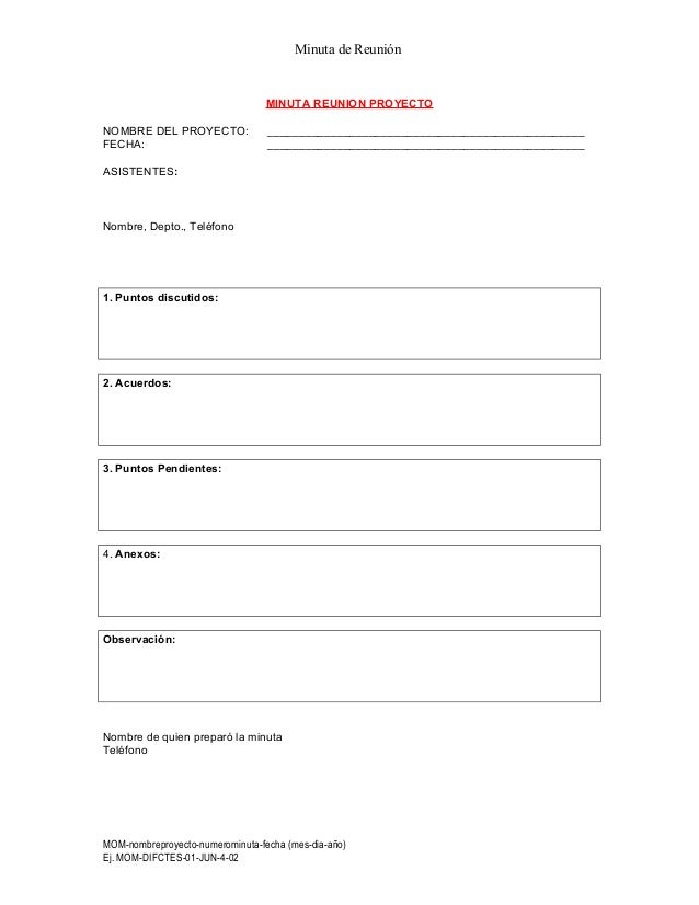 Formatos De Minuta De Reunion Forzambiconsultingltdcom
