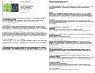 Boulding, Fagen, Gerard,
Rappaport, and Weinner), who
were, at the time, pioneers of a
new method of thinking about
how people and things operate
(Banathy, 1996; Banathy &
Jenlink, 2004). The academic
community was deeply
influenced by the ideas put
forth by systems theory.
The discipline of instructional design blossomed at a time when systems thinking was a dominating force in the
scientific and academic community. For this reason, it is often referred to as “instructional systems design” or
“instructional systems technology.”
Instructional systems design is used primarily to teach adult learners and is based on a mastery approach (a
student may move on to the next task only after he or she has mastered the previous one).
Eclecticism and Postmodern Approaches
A postmodern approach to instructional design recognizes that the instructional designer must take four societal
factors into account:
1. Society is past the point where there are a limited number of authorities available to a classroom student. The
modern classroom had two authoritative sources: the teacher and the textbook. This situation no longer exists
because students have access to many other sources, including the internet, television, and, in some cases, friends
and family who are more educated than the teacher is (Hlynka, 1995).
2. No longer can there be an agreed-upon, single type of well-educated individual. Determining a curriculum and
including all important artistic and scientific works that would be appropriate for all individuals is impossible.
3. The currently popular cognitive paradigm—constructivism—does not recognize or advocate a traditional, linear
educational sequence. With information available from a variety of sources outside the classroom, learners will
inevitably deviate from a linear instructional model by observing and reacting to other examples, non-examples,
and divergent examples of the concepts they study in school.
4. No single, objective truth exists. Truth is a construct that is based on an individual’s personal interpretation or
on the consensus of a group of people for their purposes.
The truth—also known as “the right answer”—may change depending on the context and the individuals involved.
Postmodernism may also be referred to as “postpositivism” because the “modern” approach was positivistic. In
a positivistic worldview, any problem has only one correct answer; postpositivism suggests that any one problem
may have a number of different correct answers depending on the worldview of the person attempting to derive
the answer.
An eclectic approach allows the designer to choose specific elements from a variety of sources. This approach
can be viewed both as “taking the best there is to offer” and “taking things out of context.” It is easy to see why
this approach might make scholars of instructional design uncomfortable; if not carefully considered, articulated,
and evaluated, the linking science that so many worked to create might be seen as changing to a less rigorous, less
scientifically sound activity.
2. Understanding How People Think and Learn
Cognition and Basic Cognitive Functions
How people go about the process of thinking is often referred to as cognition. Cognition is the mental process of
knowing, including aspects such as awareness, perception, reasoning, and judgment.
Understanding how people think helps to understand how they learn. Understanding how people learn will help
you as an instructional designer to assist your clients in developing effective and efficient instructional
interventions.
Important concepts related to cognition
Memory
Memory is a set of active processes that encode information. Memory places information into “packages” or
“packets,” making information easier to recall and allowing it to be associated with related items already in
memory. Memory also involves storing information. Part of this process is the constant rearranging of what has
been stored in order for that new knowledge to be integrated with what has already been stored. Additionally, it
allows for locating and retrieving information as it is needed.
Mental Power
Mental power is the basic energy that supports mental activity. It refers to how much mental work can be
performed during a specific period of time. In the cognitive domain, power refers to arousal level, concentration
span, channel capacity, and mental stamina.
Executive Abilities
Executive abilities encompass a very large category of cognitive functions. Executive abilities include such higher-
order thinking skills as being able to anticipate future needs and planning accordingly, the ability to set priorities,
and being able to self-correct and regulate actions.
Metacognition
Ability to control one’s own cognitive processes Practice of “thinking about thinking.”
In using metacognition, an individual takes an introspective look at the thought process that she has gone
through. It allows her to critically consider how she arrived at certain ideas, concepts, and thoughts.
Metacognition is a reflective process that helps improve an individual’s control over his or her own thinking
process and learning (Bleiberg, 2001; Flavell, 1979; Mayer, 2011; Ormrod, 2011; Sternberg, 1986; Woolfolk, 2004).
A Modern View on Thinking
Two Major Perspectives — behaviorist and cognitivist
As an instructional designer, it is important to keep in mind that neither perspective is inherently better than the
other. Positivism and Interpretivism (two contrasting philosophical perspectives) Helps explain how many people
come to understand how people think and learn
Positivism presumes that there are only two sources of knowledge—logical reasoning and empirical
experience. Logical knowledge includes mathematics, which is reducible to formal logic. Empirical knowledge
includes such areas as physics, biology, and psychology. Experience is the only judge of scientific theories (and
therefore knowledge).
Behaviorism includes a group of theories that share several common beliefs— “the generalizability of learning
principles across species, the importance of focusing on observable events, and the ‘blank slate’ nature of
organisms” (Ormrod, 2007, p. 48).
From a behaviorist perspective, the human mind is malleable, capable of being shaped and formed into
producing desired responses and behaviors if specific conditions and circumstances are accounted for and
controlled.
Interpretivism is based upon the view that knowledge is a matter of perspective. In order to understand the
world, an individual must interpret it. Schwandt (1998) wrote, “what we take to be objective knowledge and the
truth is the result of perspective. Knowledge and truth are created, not discovered by the mind” (p. 167).
The Behaviorist Perspective
From a behaviorist perspective, the human mind is malleable, capable of being shaped and formed into producing
desired responses and behaviors if specific conditions and circumstances are accounted for and controlled.
The early foundational work of behaviorism was carried out by individuals such as Pavlov (1800–1950), Thorndike
(1874–1949), Watson (1878–1958), and Guthrie (1886– 1959).
The Cognitivist Perspective
Perspective of the mind and how people think.
Internal mental processes were considered important and capable of being identified and studied (Brandt &
Perkins, 2000; Ormrod, 2011). The foundations of cognitivism were built on the work of Vygotsky (1896–1934),
Dewey, Piaget (1896–1990), and Bruner (1915–2016).
More Recent Perspectives
These perspectives are constructivism, neuroscience, and postmodernism.
 