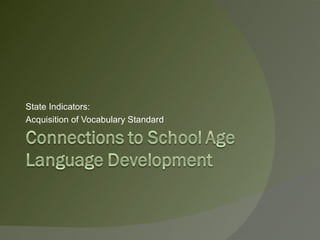 State Indicators:
Acquisition of Vocabulary Standard
 