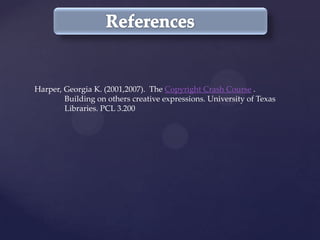 Research copiesNeed more information? The Copyright Crash Course contains detailed materials on fair use and many other copyright issues. http://copyright.lib.utexas.edu/index.html