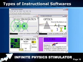 Types of Instructional Softwares




     INFINITE Powerpoint Templates
              PHYSICS STIMULATOR
                                     Page 18
 