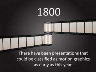 1800

There have been presentations that
could be classified as motion graphics
as early as this year.

 