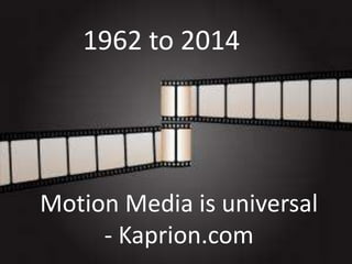 1962 to 2014

Motion Media is universal
- Kaprion.com

 