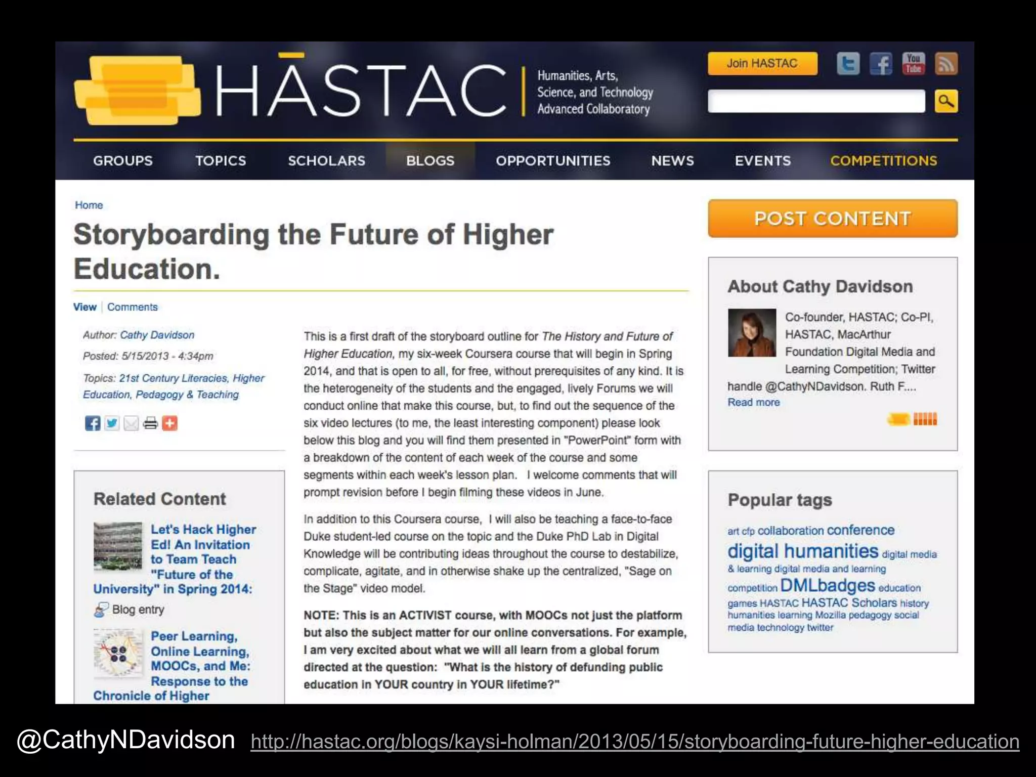 @CathyNDavidson http://hastac.org/blogs/kaysi-holman/2013/05/15/storyboarding-future-higher-education
 