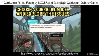 http://www.nzcer.org.nz/research/curriculum-future
Curriculum for the Future by NZCER and GameLab. Curriculum Debate Game.
 