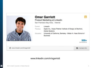www.linkedin.com/in/ogarriott

©2013 LinkedIn Corporation. All Rights Reserved.

4

 
