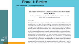 Phase 1: Review
Eden conference 2018 best paper nominee
 