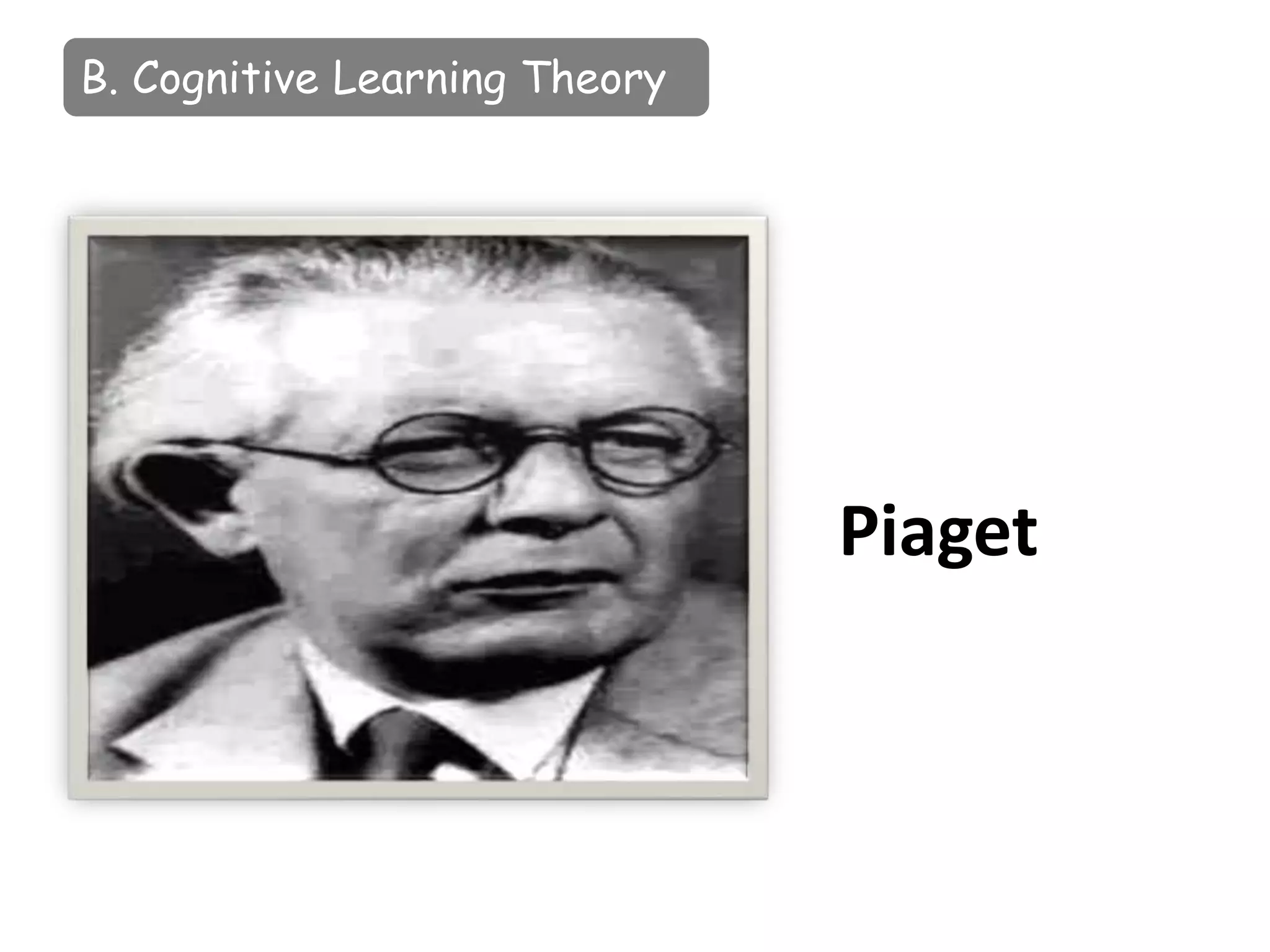 B. Cognitive Learning Theory
Piaget
 