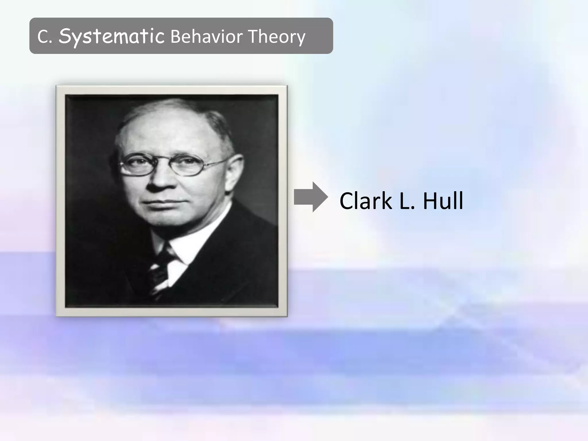 C. Systematic Behavior Theory
Clark L. Hull
 