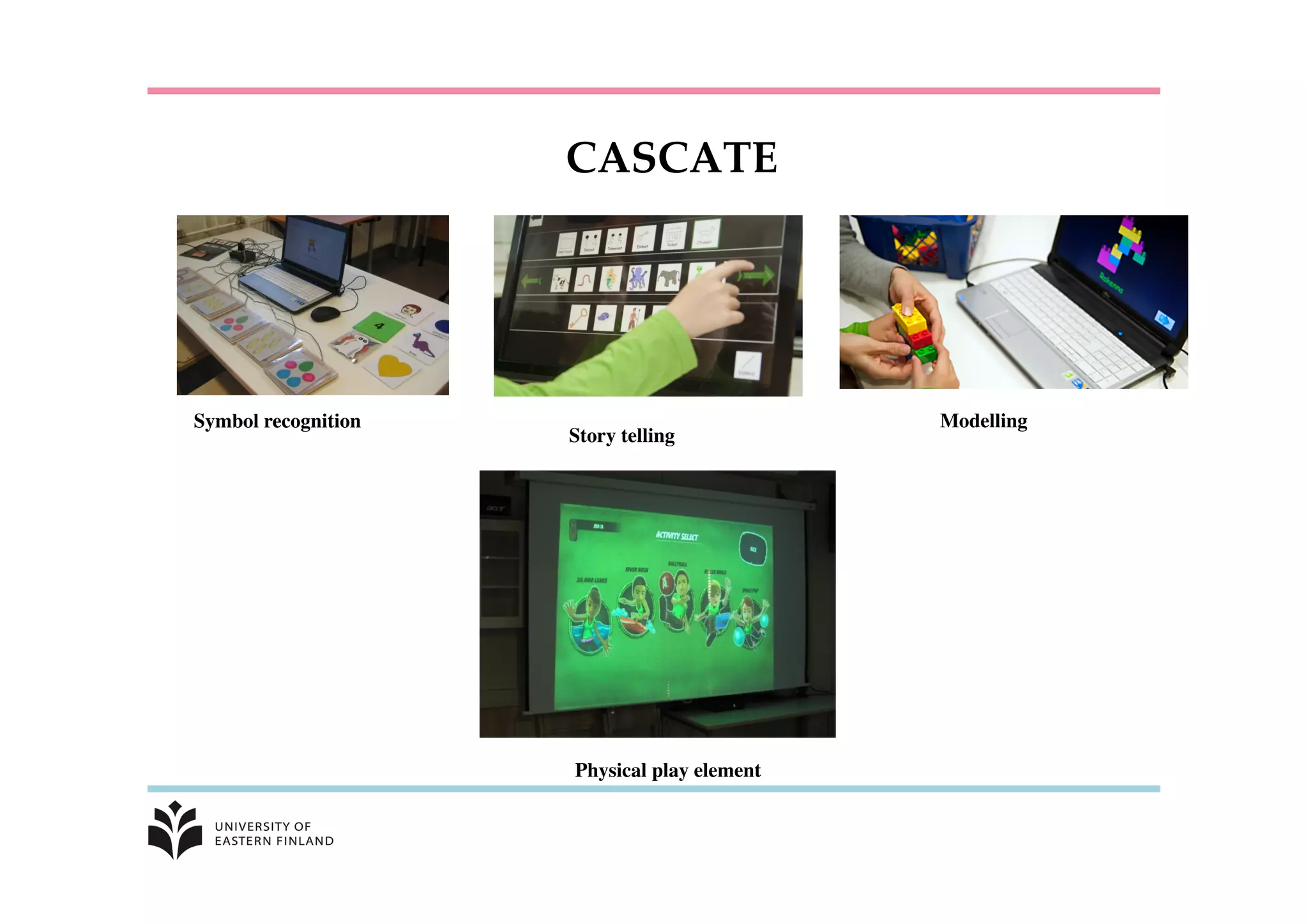 CASCATE	
Symbol recognition	

Story telling	

	

Modelling	

Physical play element	

 