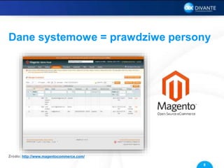 Dane systemowe = prawdziwe persony
8
Źródło: http://www.magentocommerce.com/
 