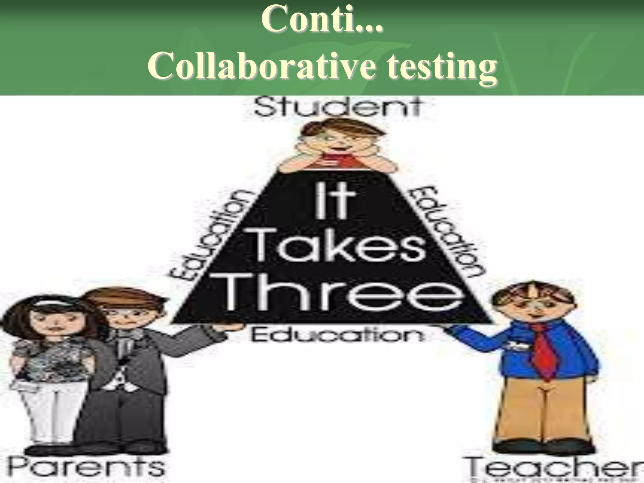 Conti...
Collaborative testing
 