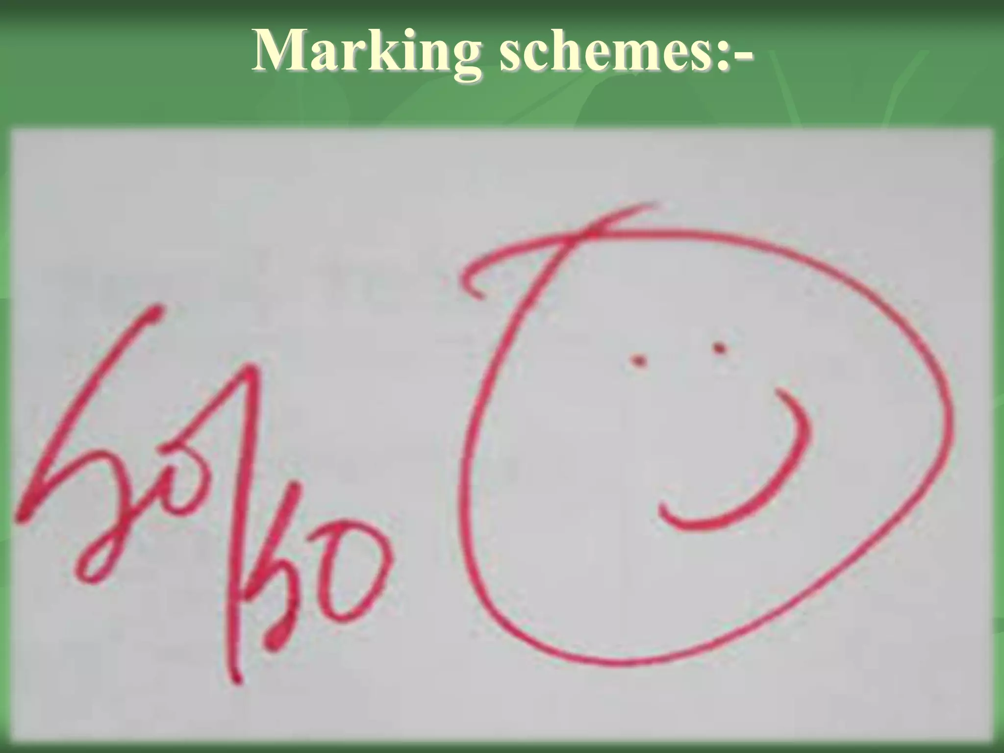 Marking schemes:-
 