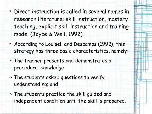 Teaching Basic Skills Through Direct Instruction