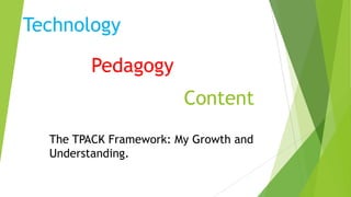 Technology
Pedagogy

Content
The TPACK Framework: My Growth and
Understanding.

 
