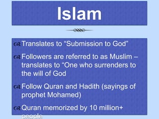 Judaism – 14 millionBeginnings of ChristianityJerusalem (present day Israel)Founded by Jesus ChristBorn in Bethlehem 