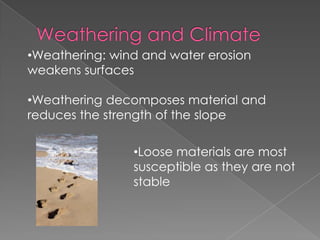 When Gravity WinsWhen the force of gravity exceeds the friction of the slope, material begins to move 