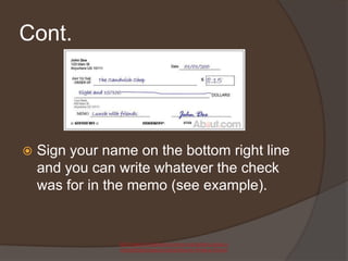 Edu 290 Power Point I Learning How To Write A Check | PPT