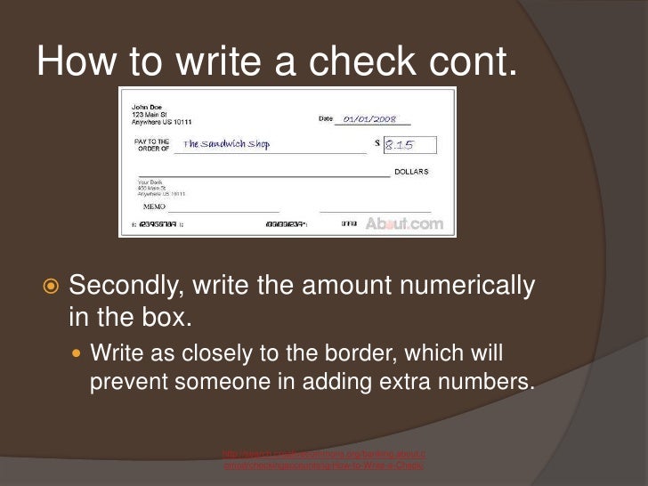How to write a personal check picture