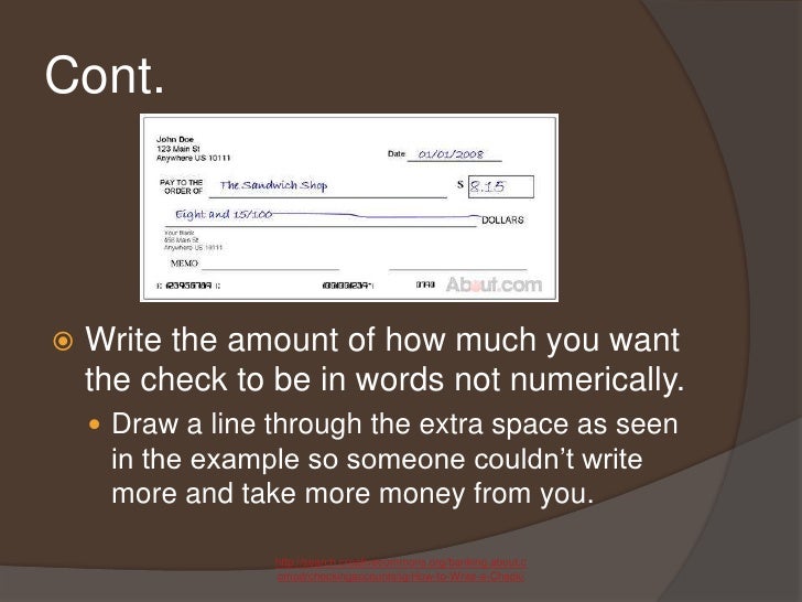 How to write a check with cents picture