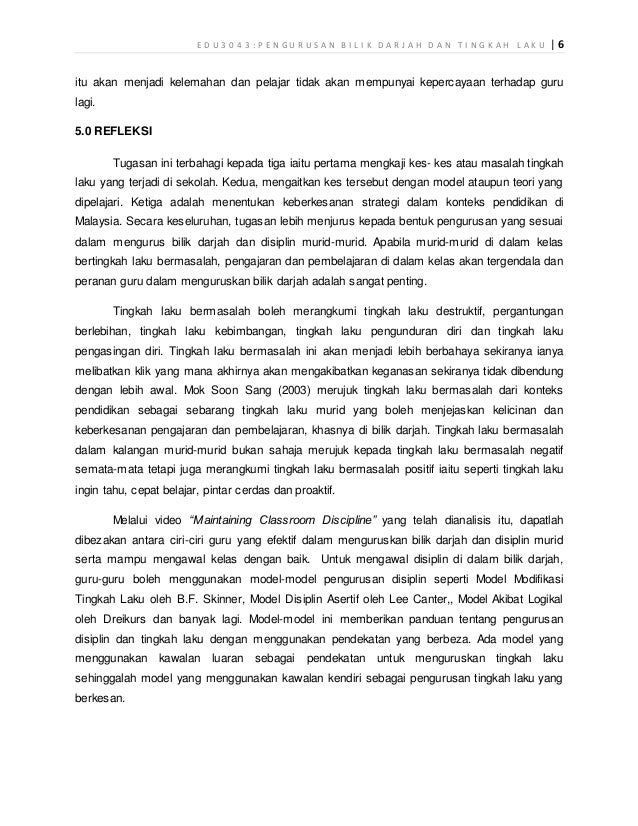 EDU 3043 Pengurusan Bilik Darjah Dan Tingkahlaku (Semester 3)