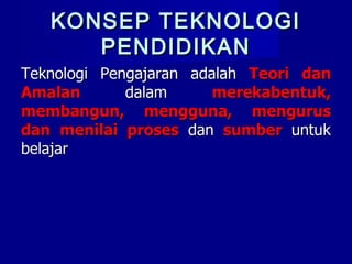 KONSEP TEKNOLOGIKONSEP TEKNOLOGI
PENDIDIKANPENDIDIKAN
 
