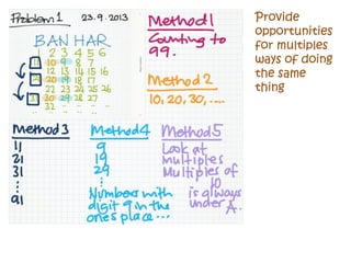 Provide
opportunities
for multiples
ways of doing
the same
thing
 