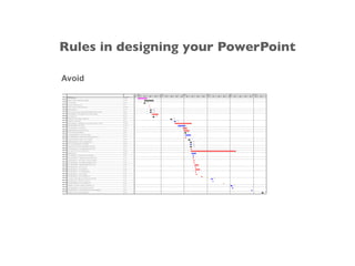 Avoid
Rules in designing your PowerPoint
 