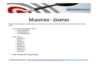 edu4change4development	
  
Muestreo	
  -­‐	
  jóvenes	
  
 